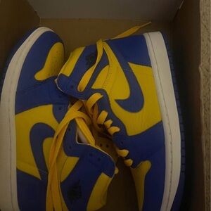 Nike Air Jordan 1 Mid Blue Yellow Sneakers